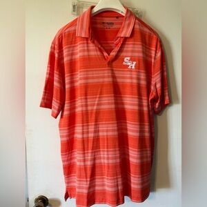 COLUMBIA Sam Houston Striped Orange Polo Shirt
